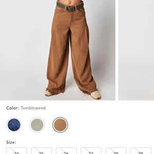 Faded Brown Wide-Leg Women Jeans